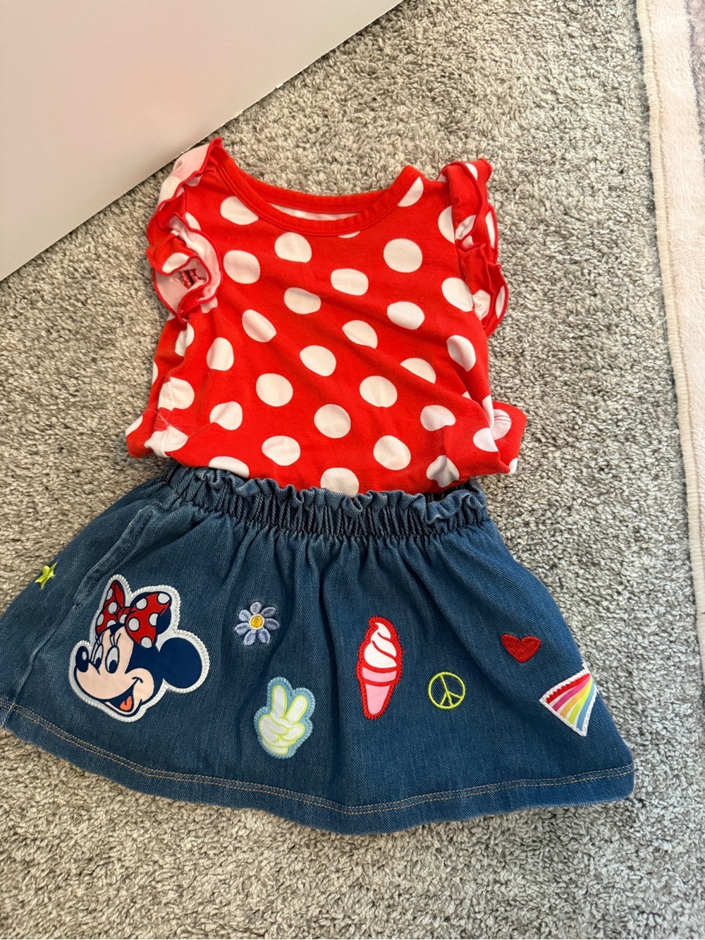 Little Sleepies Minnie Mouse skort and top